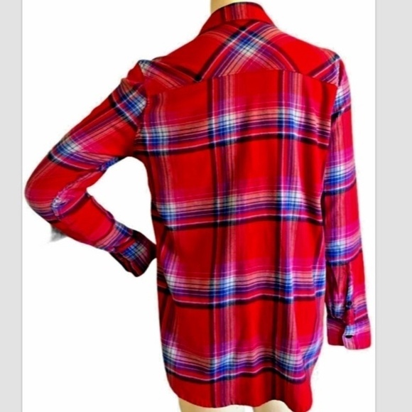 Orvis Ladies Stretch Flannel Shirt, Laurie Plaid, Sz S Red Multicolor #225M - Picture 3 of 7